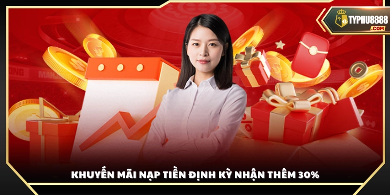 Chương trình tặng 30% cho mỗi lần nạp tiền định kỳ